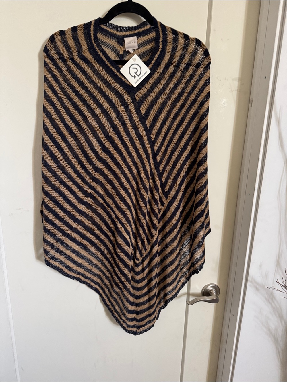 Carla F Striped Knit Poncho